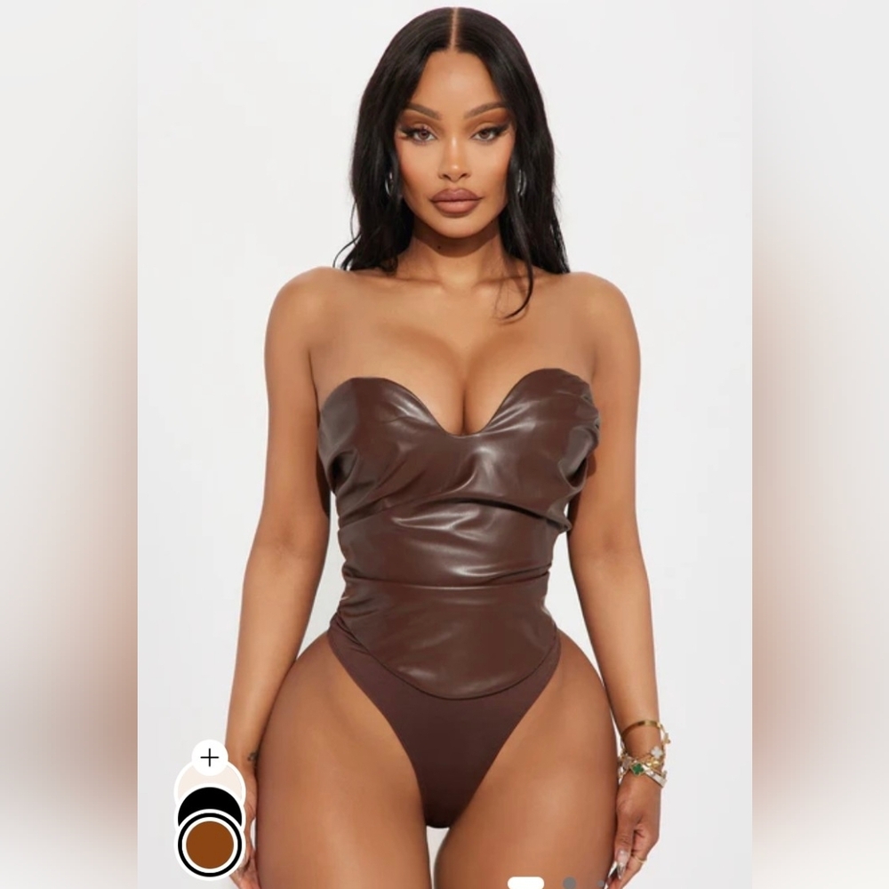 Fashion Nova Brown Strapless Bodysuit